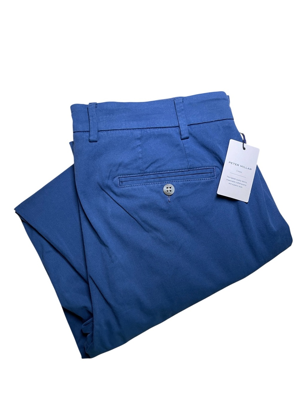 Peter Millar Crown Signature Sateen Pants $188 35x32 Navy Blue Cotton Blend NWT